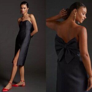 NEW Anthropologie Hutch Women's Plus Size 20 W Black Bow Back Midi Dress